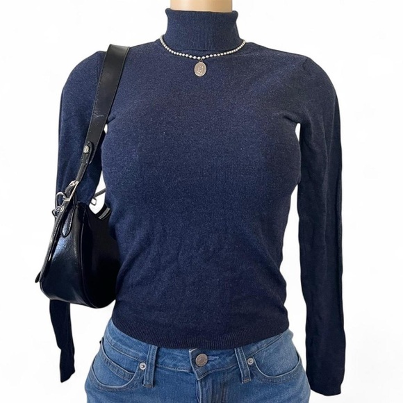 Navy Blue Turtleneck Sweater - Picture 1 of 3